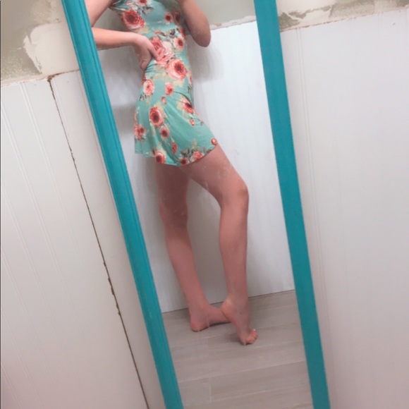 Tiffany Blue Rose Floral Romper - Picture 1 of 3